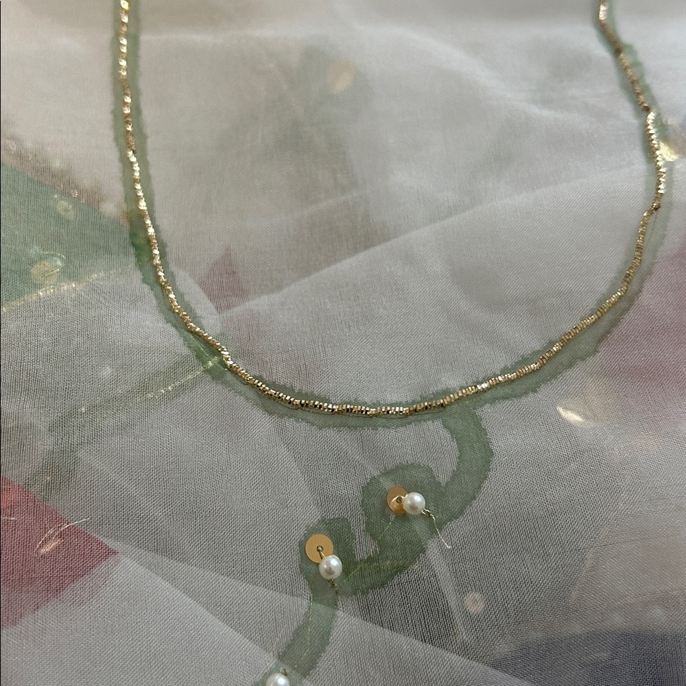 Organza Duppatta stole white painted floral full size. Pearl sequins work. NWOT - Picture 10 of 13